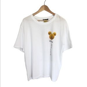 Zara Disney Mickey Mouse White Dandelion Print Tee Size Medium